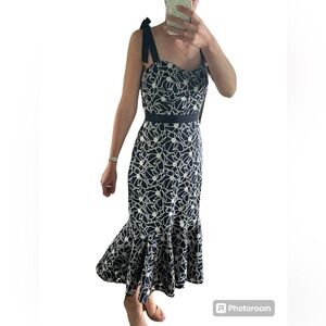 J. Crew Eyelet Midi Dress with Flounce Hem, size 0